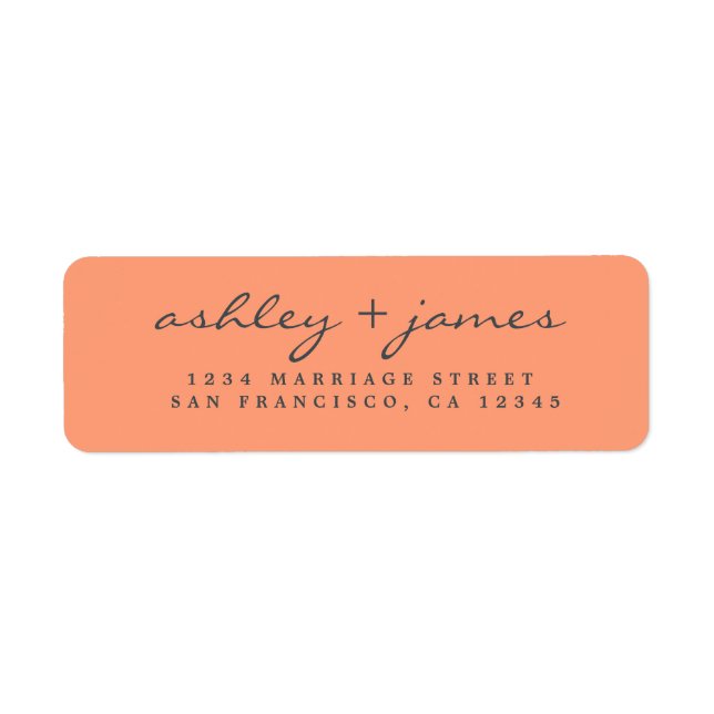 Elegant Script Orange Wedding Return Address  (Front)