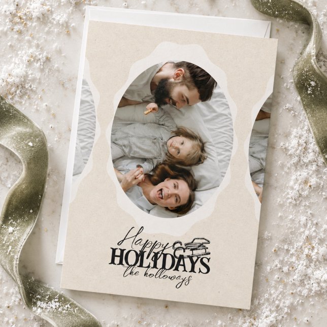 Elegant Script Oval Photo Flat Holiday Card (Elegant Script Oval Photo Flat Holiday Card
)