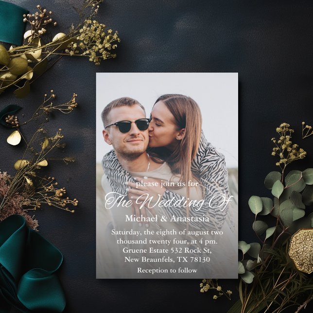 Elegant Script Overlay Picture Wedding Invitation (Creator Uploaded)