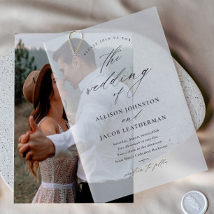 Elegant Script Overlay Wedding Vellum Invitations