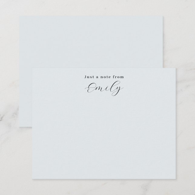 Elegant Script Pale Blue Personalized Flat Card (Front/Back)