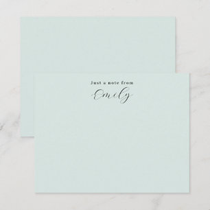 Elegant Script Pale Mint Green Personalized Flat Card