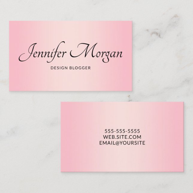 Elegant Script Pale Pink Ombre Business Card (Front/Back)