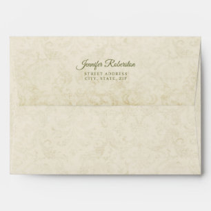 Elegant Script Parchment Damask Envelope