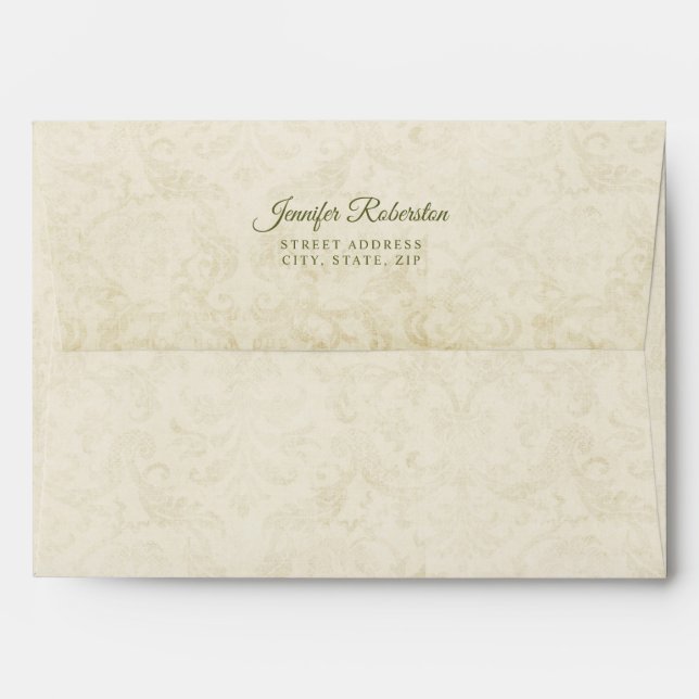 Elegant Script Parchment Damask Envelope (Back (Top Flap))