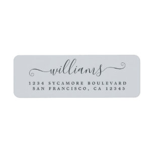Élégant Script Pastel Blue Family Return Adresse