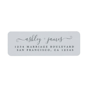 Élégant Script Pastel Blue Mariage Adresse de reto