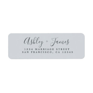 Élégant Script Pastel Blue Mariage Adresse de reto