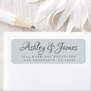 Élégant Script Pastel Blue Mariage Adresse de reto