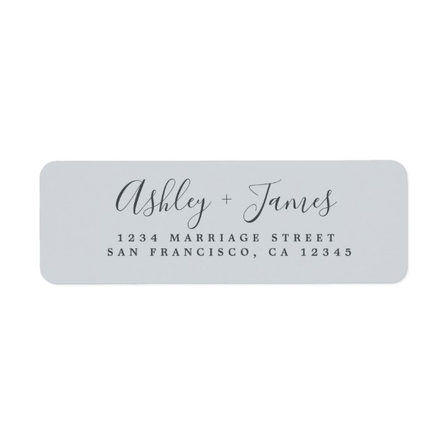Elegant Script Pastel Blue Wedding Return Address (Front)