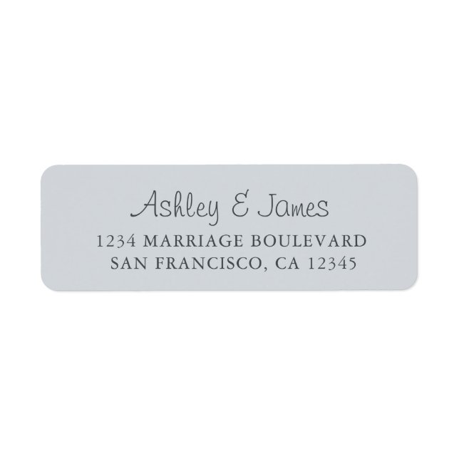 Elegant Script Pastel Blue Wedding Return Address (Front)