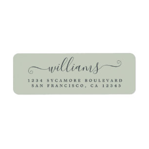 Elegant Script Pastel Green Family Return Address