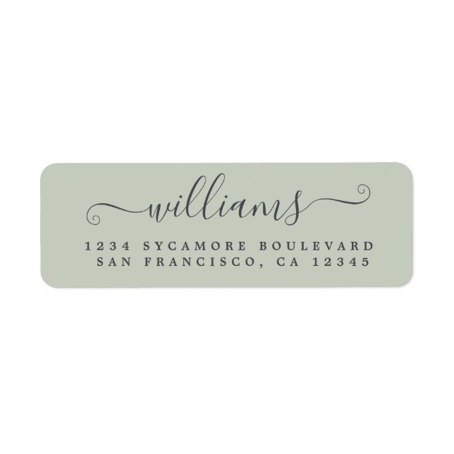 Elegant Script Pastel Green Family Return Address (Front)