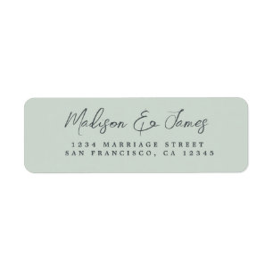 Élégant Script Pastel Green Mariage Adresse de ret