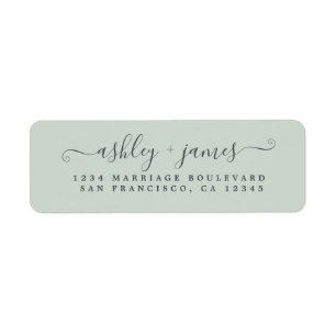 Élégant Script Pastel Green Mariage Adresse de ret