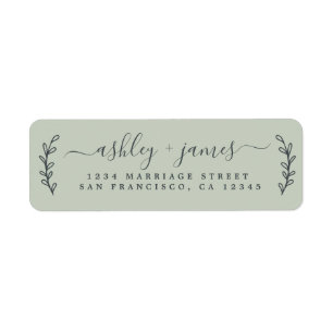 Élégant Script Pastel Green Mariage Adresse de ret
