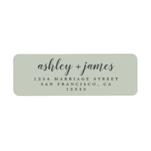 Élégant Script Pastel Green Mariage Adresse de ret