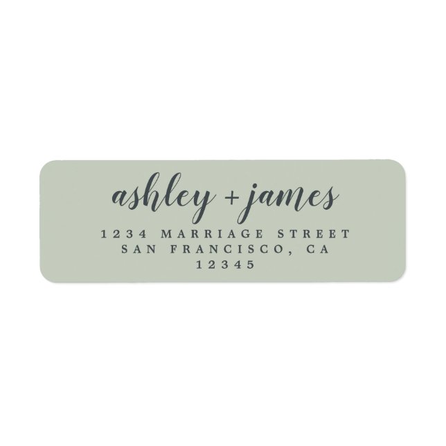 Élégant Script Pastel Green Mariage Adresse de ret (Devant)