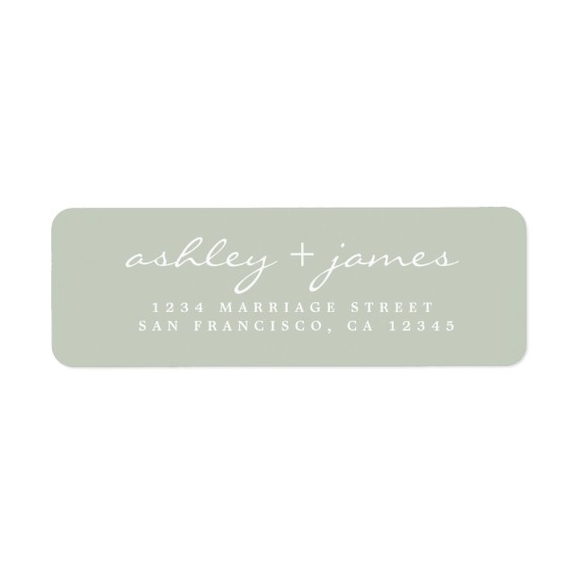 Elegant Script Pastel Green Wedding Return Address (Front)