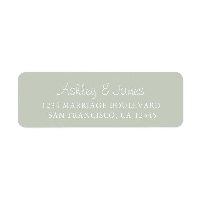 Elegant Script Pastel Green Wedding Return Address (Front)