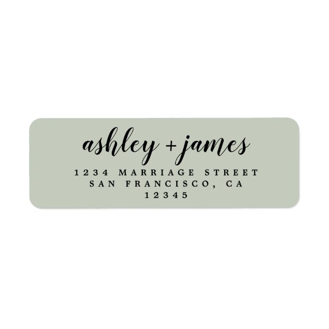 Elegant Script Pastel Green Wedding Return Address (Front)