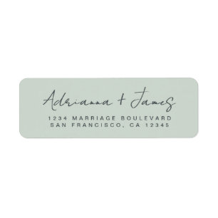 Elegant Script Pastel Green Wedding Return Address