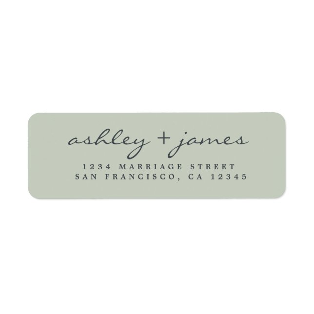 Elegant Script Pastel Green Wedding Return Address (Front)