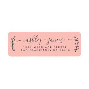 Élégant Script Pastel Mariage rose Adresse de reto