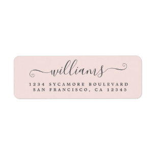 Elegant Script Pastel Pink Family Return Address