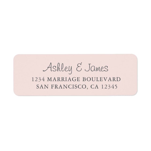 Elegant Script Pastel Pink Wedding Return Address (Front)