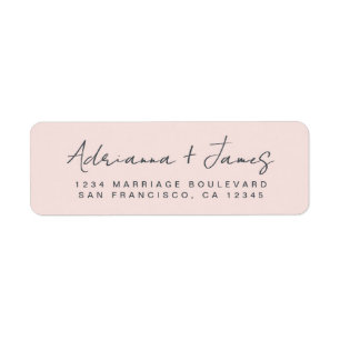 Elegant Script Pastel Pink Wedding Return Address