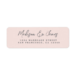 Elegant Script Pastel Pink Wedding Return Address
