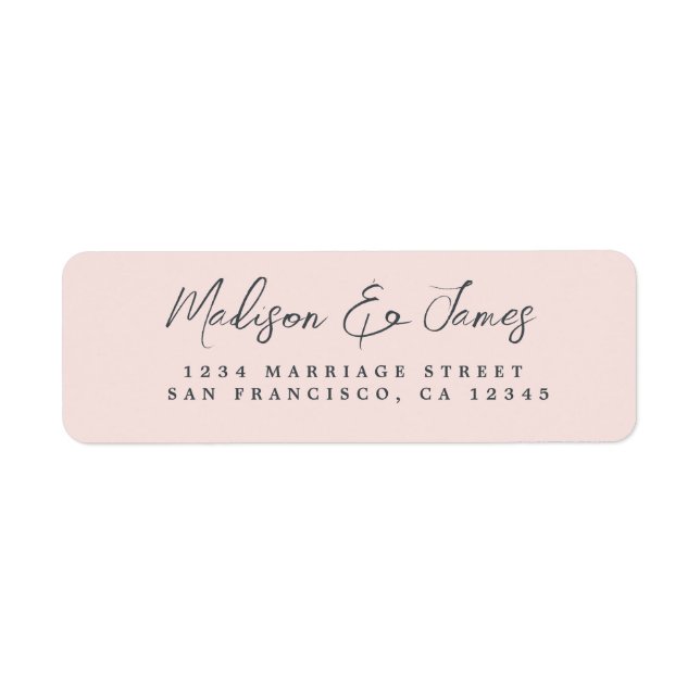 Elegant Script Pastel Pink Wedding Return Address (Front)