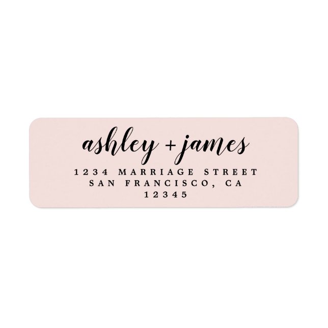 Elegant Script Pastel Pink Wedding Return Address (Front)