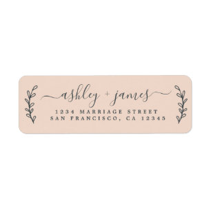 Elegant Script Pastel Pink Wedding Return Address