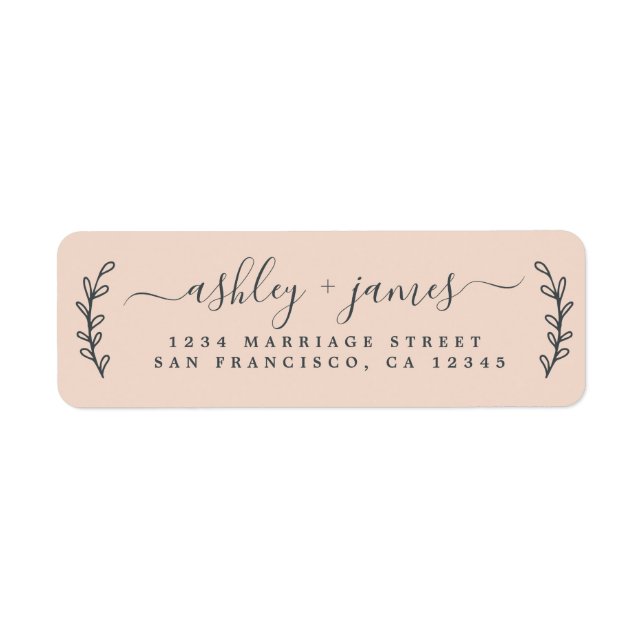 Elegant Script Pastel Pink Wedding Return Address (Front)