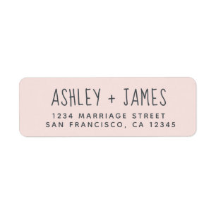 Elegant Script Pastel Pink Wedding Return Address