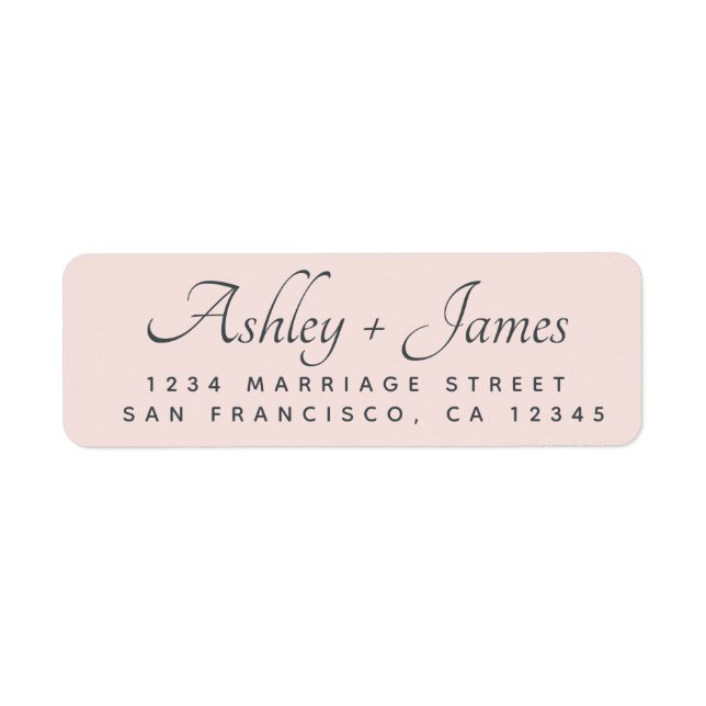 Elegant Script Pastel Pink Wedding Return Address (Front)