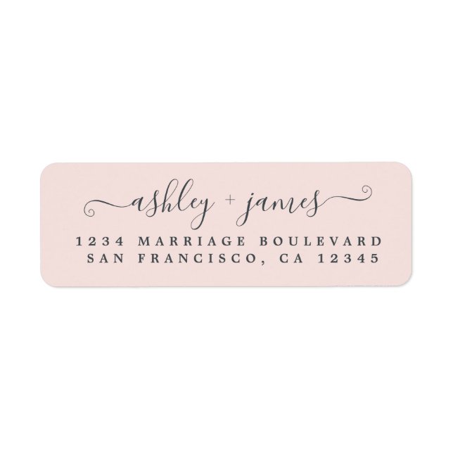 Elegant Script Pastel Pink Wedding Return Address (Front)