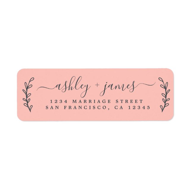 Elegant Script Pastel Pink Wedding Return Address  (Front)