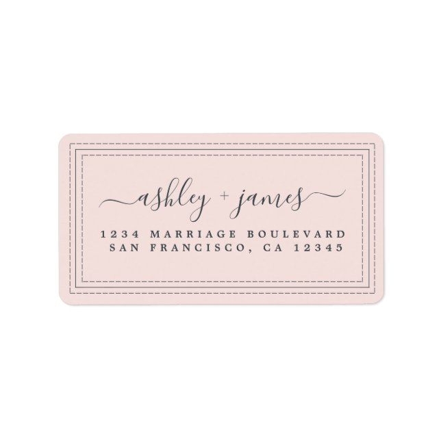 Elegant Script Pastel Pink Wedding Return Address Label (Front)