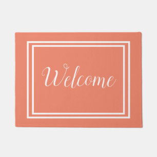 Elegant Script Peach Welcome Doormat