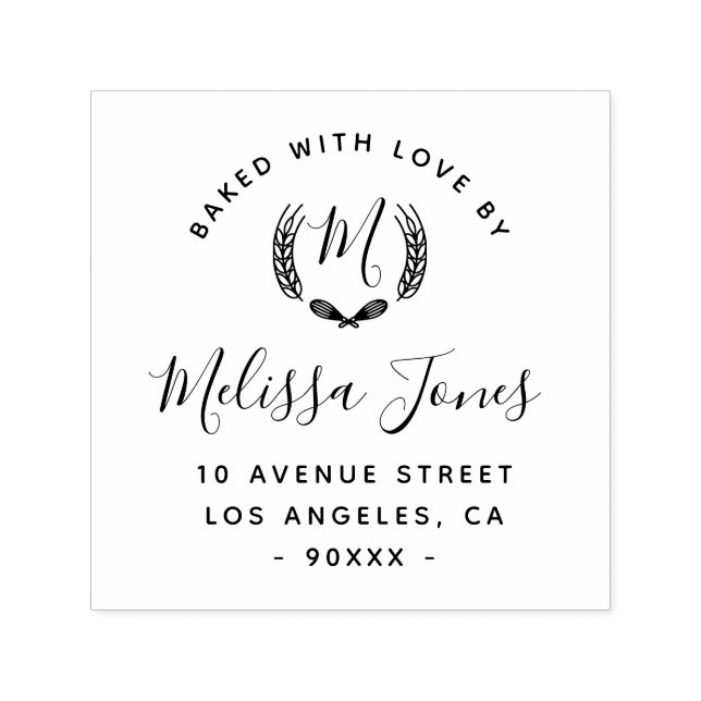 Elegant script personalized Bakery logo business Self-inking Stamp (Design)