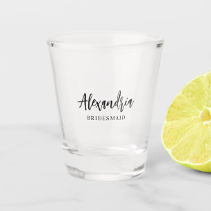 Elegant Script Personalized Bridesmaid Name Shot Glass