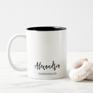 Elegant Script Personalized Bridesmaid Name Two-Tone Coffee Mug