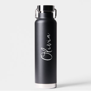 Elegant Script Personalized Name Minimalist Black Water Bottle