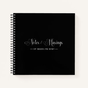 Elegant Script Personalized Notes & Musings Black Notebook