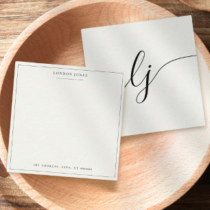 Elegant Script Personalized Stationery Ivory White Card