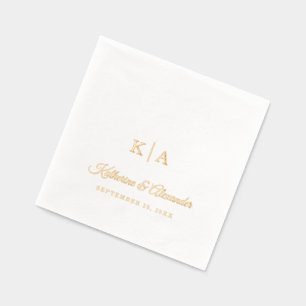 Elegant Script Personalized Wedding Monogram Foil Napkins