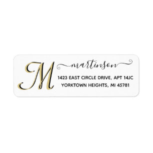 Élégant Script personnalisé Gold Adresse de retour